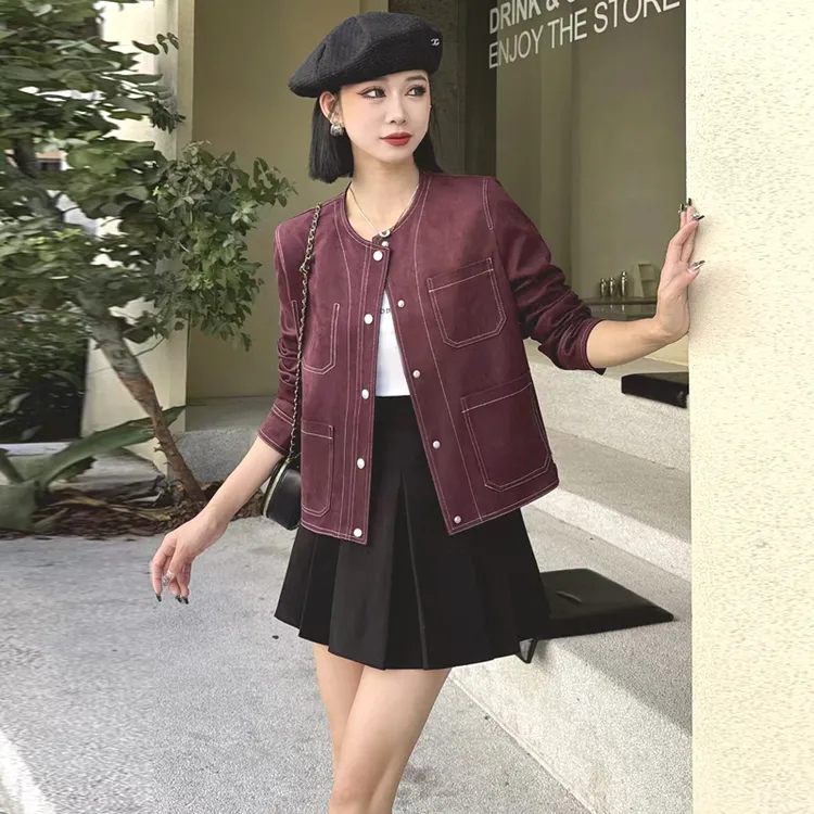 2025春秋装穿搭鹿皮绒短外套女秋季新款时尚休闲宽松洋气夹克上衣