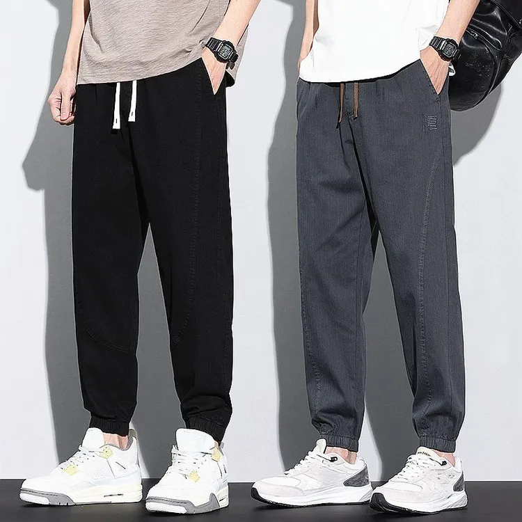 2025新款束脚裤子男士哈伦裤九分休闲裤宽松百搭刺绣潮流修身宽松