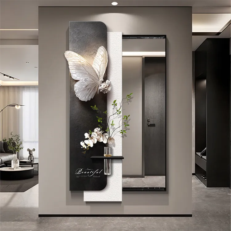 现代轻奢高级感穿衣镜装饰画隐藏式推拉镜子暗藏式全身镜挂画新款