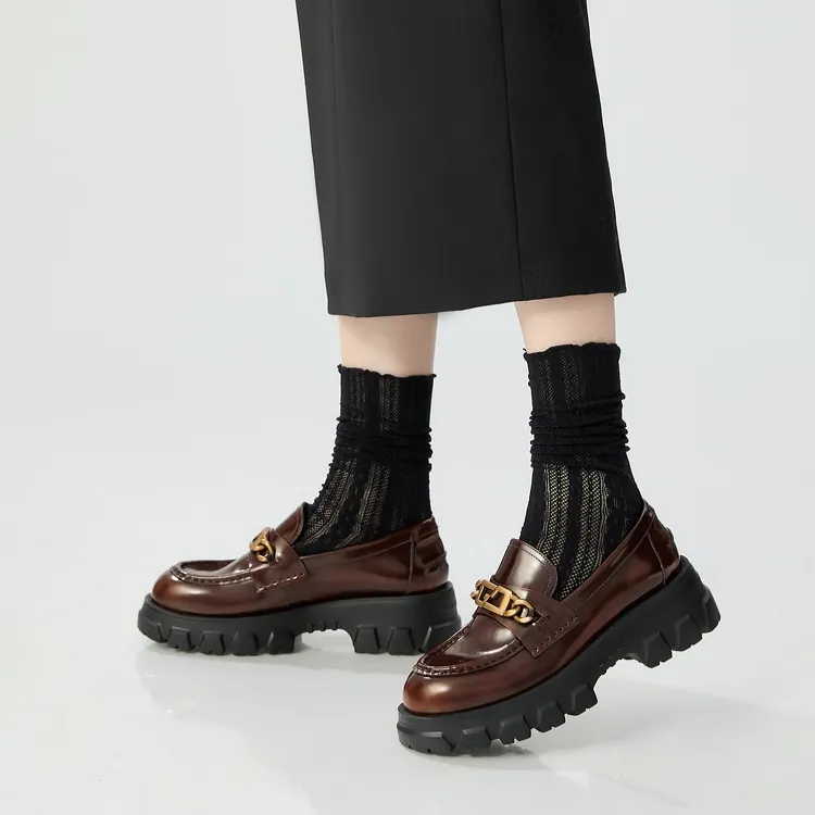 DEEP BREATH深呼吸女鞋牛皮饰扣一脚蹬XL大底乐福鞋绅士鞋AX13109