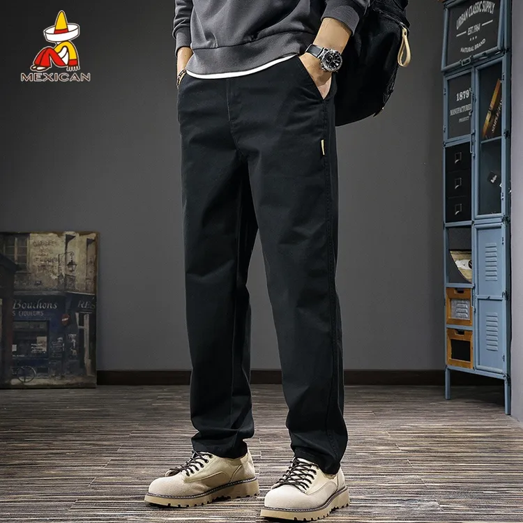 Mexican/稻草人美式潮牌直筒裤男款秋季宽松大码百搭裤子休闲长裤
