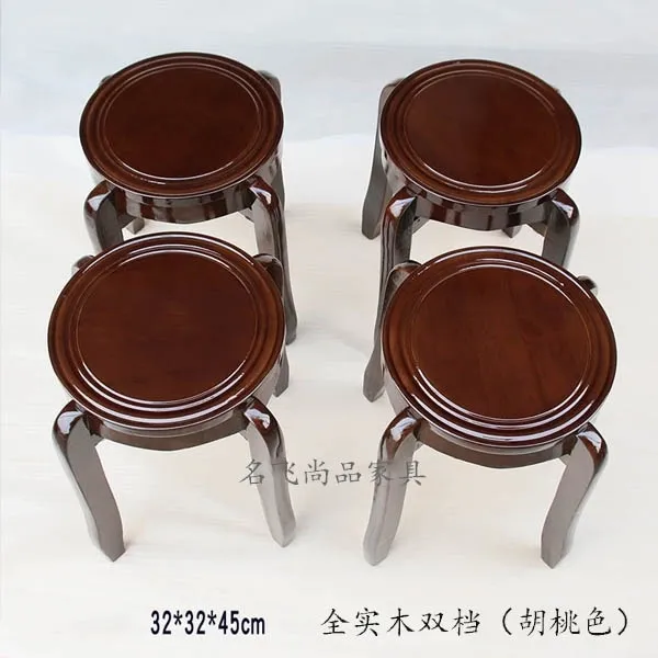 榫卯双档凳子实木凳子家用圆凳餐桌凳仿古高木头吃饭凳板凳可叠摞简约现代餐厅
