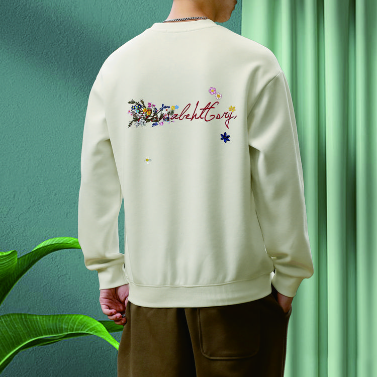 广州男装批发圆领时尚刺绣男士长袖休闲卫衣百搭宽松国潮秋季5909