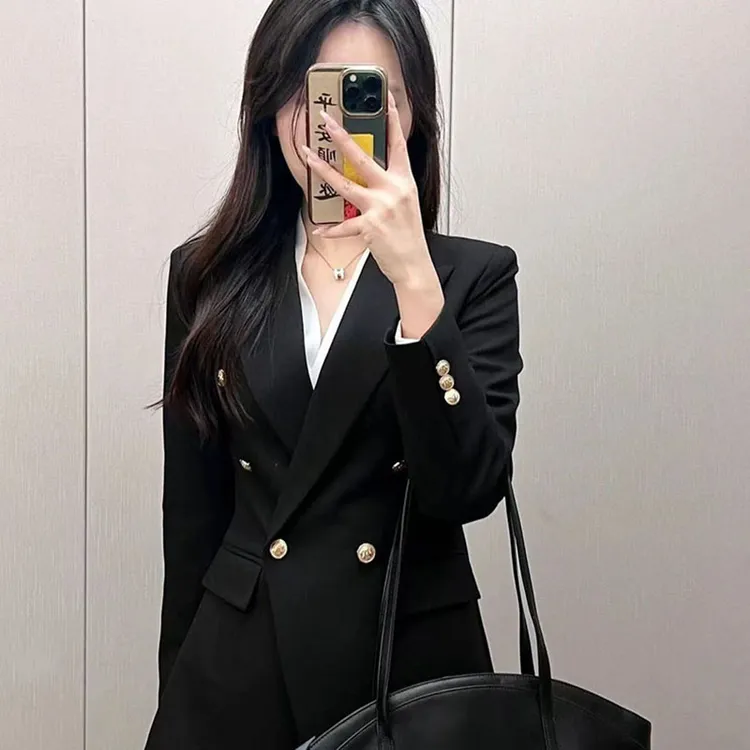 2025春秋新款时尚街头百搭修身女士气质外套欧洲站小西装职业套装