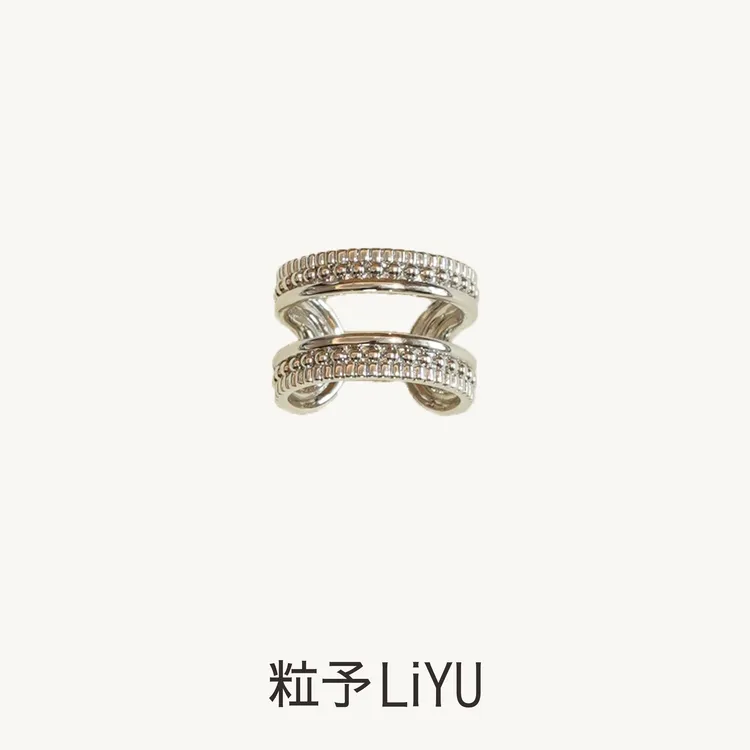 黄铜戒指 蕾丝压纹开口戒指多面佩戴精致开口戒女气质优雅戒环