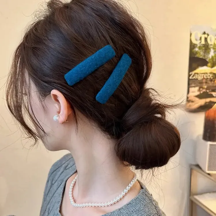 一对装~复古蓝色碎发夹女边夹侧边刘海夹子头饰2025新款前额bb夹