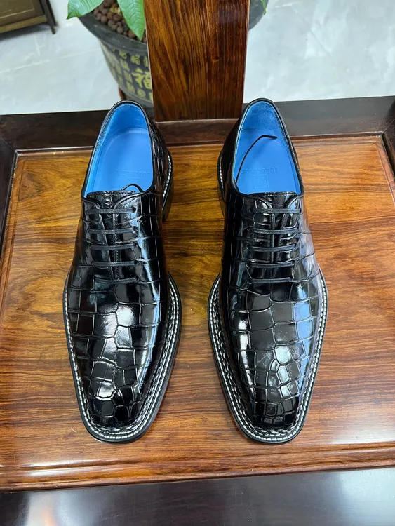 一件过鳄鱼皮琴底挪威缝八缝线系带正装鞋雕花牛津鞋潮流时尚百搭