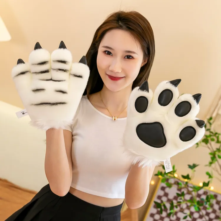 动物爪子手套大老虎爪小老虎毛绒大码白虎熊猫手掌公仔布玩偶搞怪