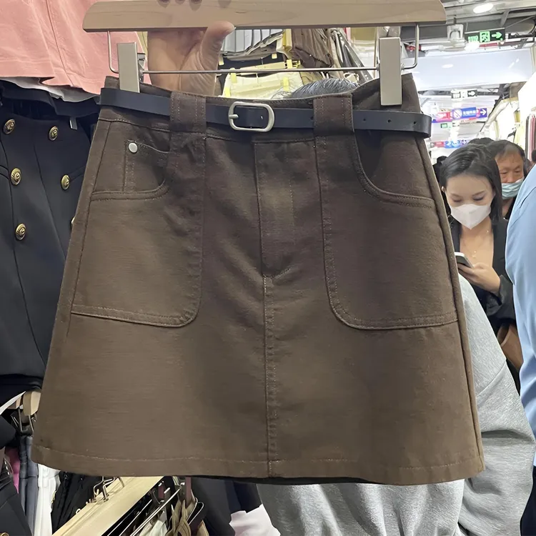 2025春夏新款高腰纯色休闲防走光a字包臀显瘦百搭短裙女半身裙子