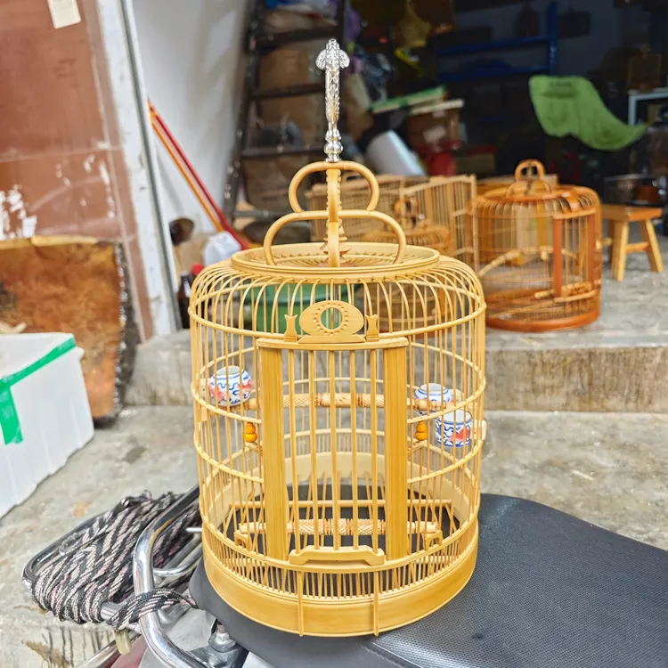 26公分精品凯里鸟笼黄豆鸟笼绣眼鸟笼小鸟笼老竹原竹色全套包邮