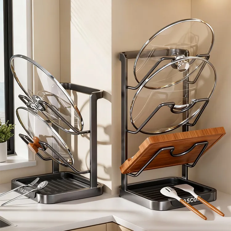 厨房锅盖架菜板砧板置物架多功能家用台面多层收纳坐式砧板架沥水
