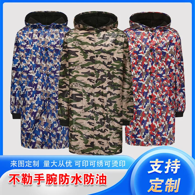 冬季加绒连帽罩衣工作服男女防水防油劳保服耐磨耐脏保暖防寒大褂