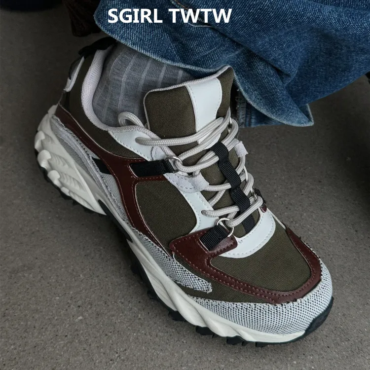 SGIRL TWTW2025年秋季新款真皮拼布厚底百搭时尚休闲鞋老爹鞋女鞋