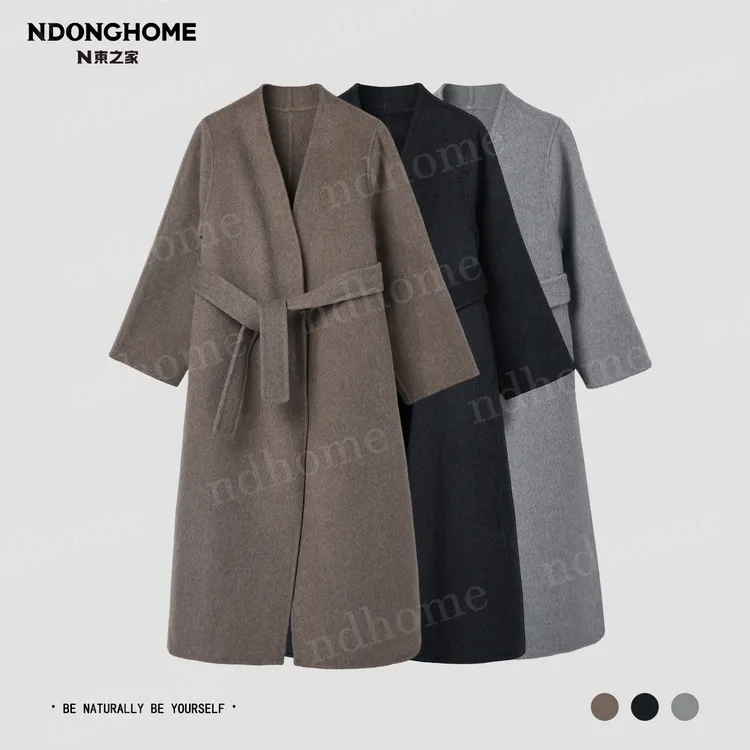 东之家8801长款腰带大女人气质外套