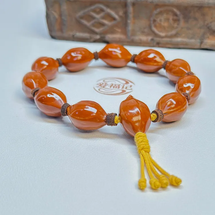 【青龙红云】14-15mm百年老树橄榄核手串/高油高密精抛去霜包浆红润