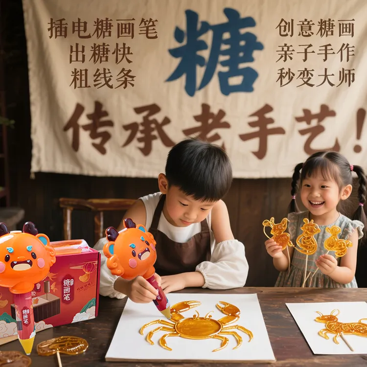 儿童益智创意麦芽糖画笔哪吒3到6岁以上涂鸦手工生日礼物套装