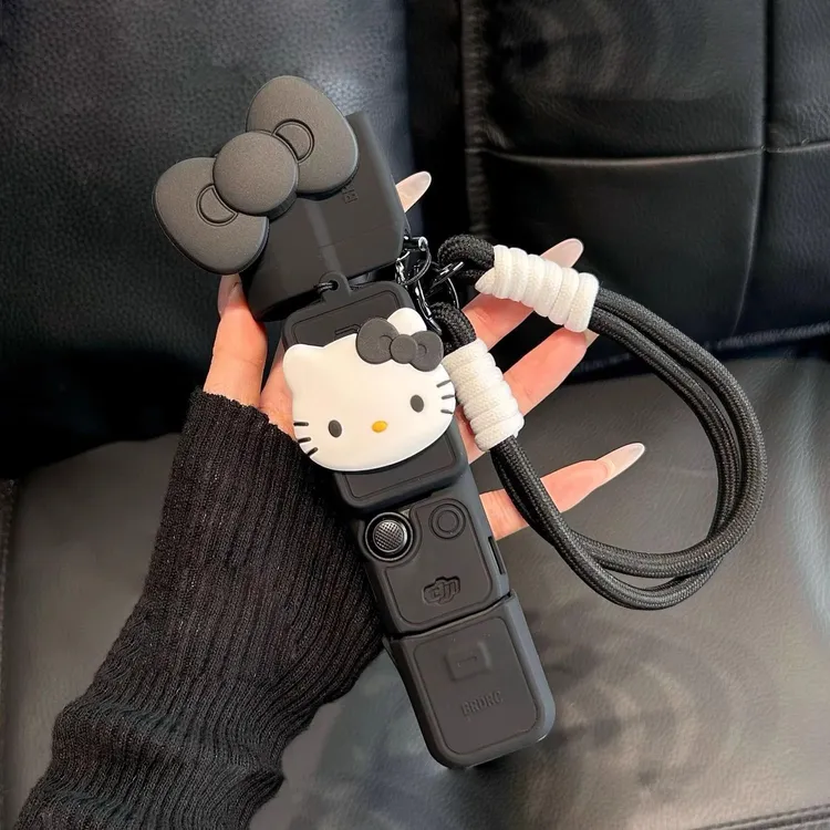 黑色kitty大疆保护壳pocket3保护套可爱硅胶镜头云台相机防刮配件