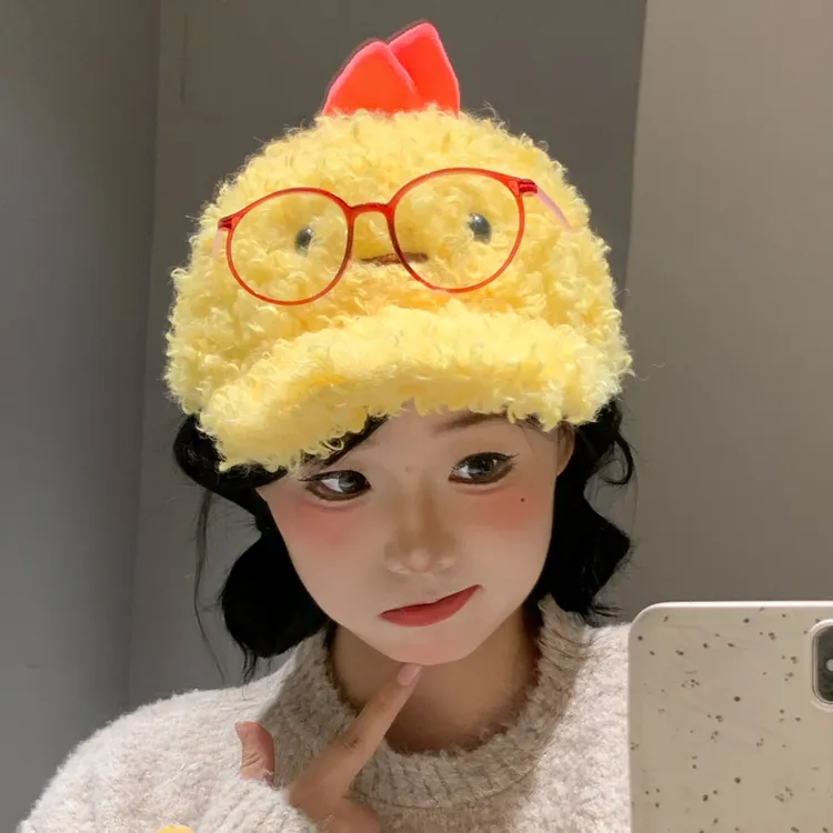 原创版！秋冬可爱炸虾卡通棒球帽女加厚保暖显脸