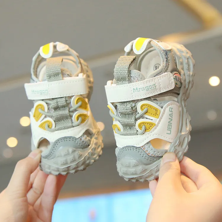 夏季新款韩版男女童小童婴儿宝宝软底休闲魔术贴网凉鞋儿童沙滩鞋
