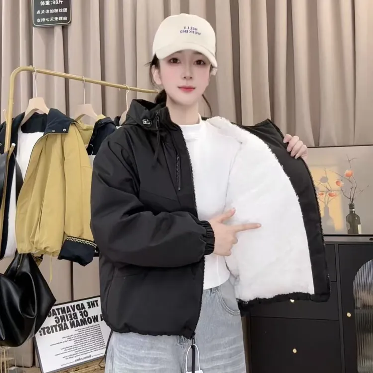 加绒加厚棉服女秋冬季外套运动2025新款爆款洋气夹克女棉服上衣