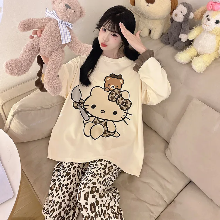 100%全棉睡衣女款爆款2025新款春秋季纯棉长袖长裤薄款大码家居服