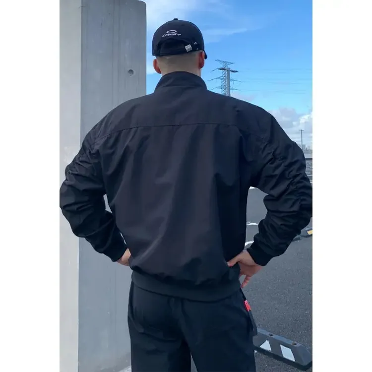 黑色美式教练飞行夹克男款高级感痞帅硬汉外套廓形三防立领棒球服