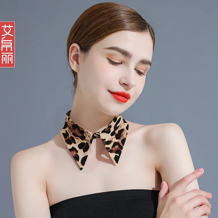 豹纹时尚尖领假领子女多功能春秋新款百搭配毛衣休闲衬衣领假领冬