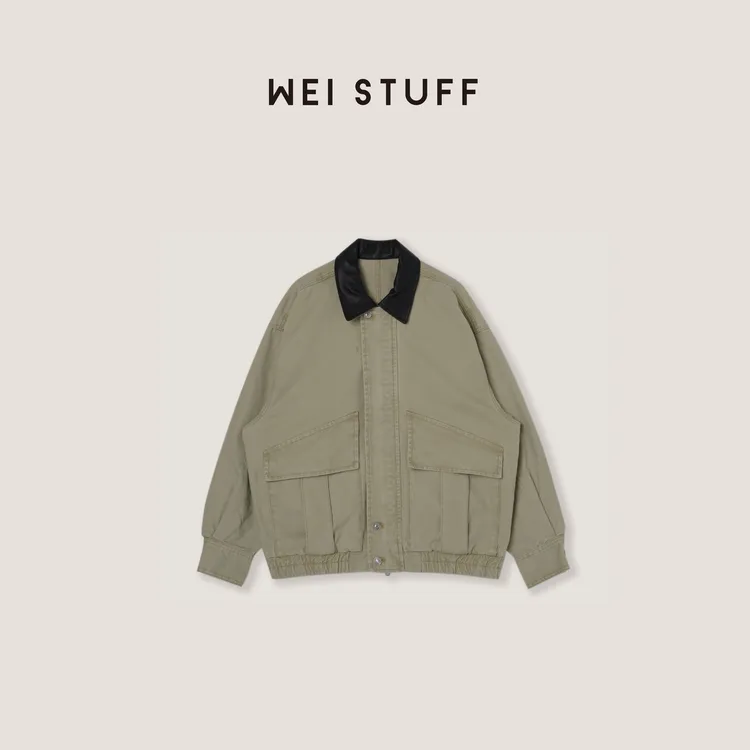 WEI STUFF  “砂漠夹克” 巴恩风复古做旧翻领撞色牛仔外套 9726