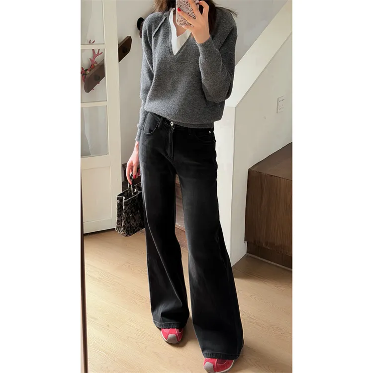 YPP！【超模黑牛】好显比例 新款高腰显瘦简约百搭牛仔裤