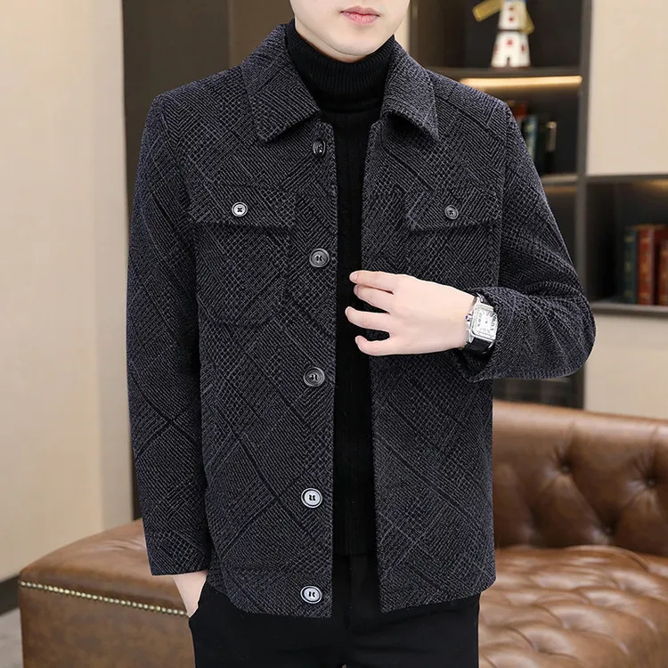 外套男士男装短款毛呢呢子翻领休闲潮流修身加厚韩版帅气春秋款男