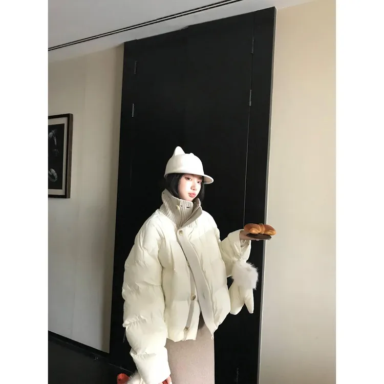 区区欧阳"鬼马软软包"超特别速暖90白鸭绒针织拼接手套