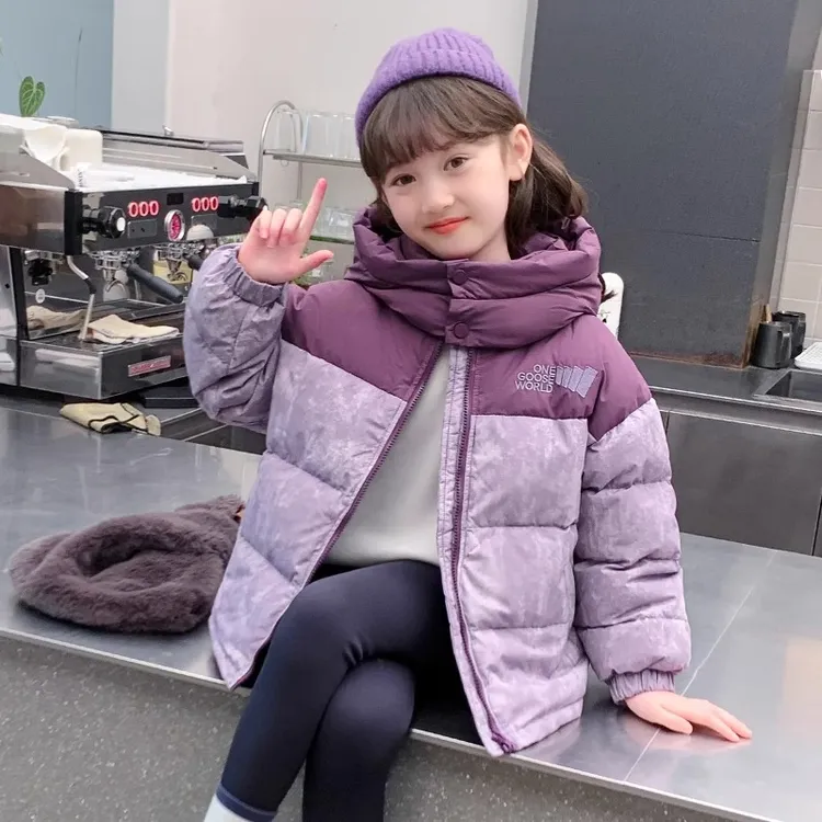女童棉服冬季加厚儿童保暖棉衣冬装中大童夹棉外套小女孩连帽棉袄
