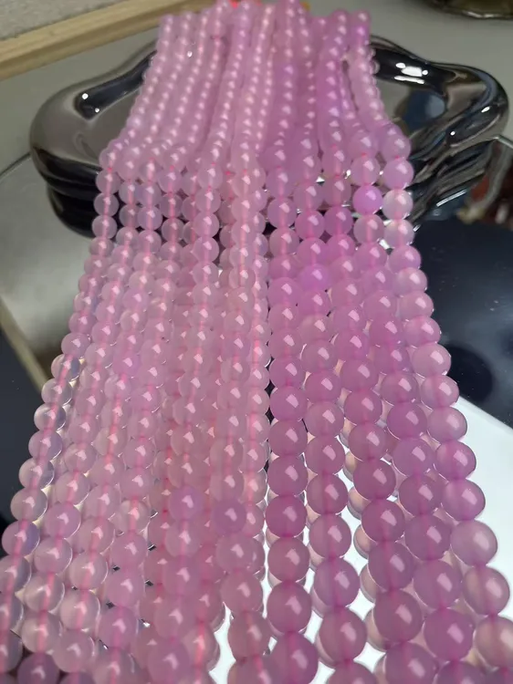 天然粉色冰种玛瑙散珠半成品可DIY做手串锁骨链当配珠配件饰品