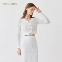 【蜜思仝】哥文花园蝴蝶结针织衫开衫女外套上衣白色CLC1031458