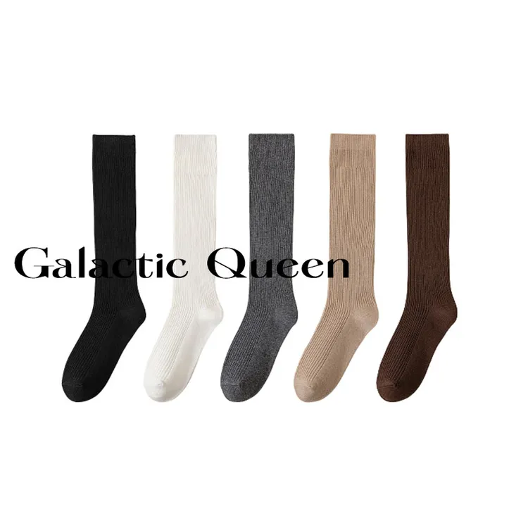 Galactic Queen复古松弛感袜子miu系小腿袜纯色百搭堆堆袜长筒