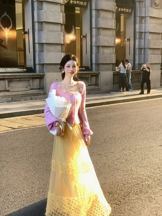 【雅乔定制】甜莓织梦 重工钉珠网纱半身裙时尚长裙DYYY-250851057