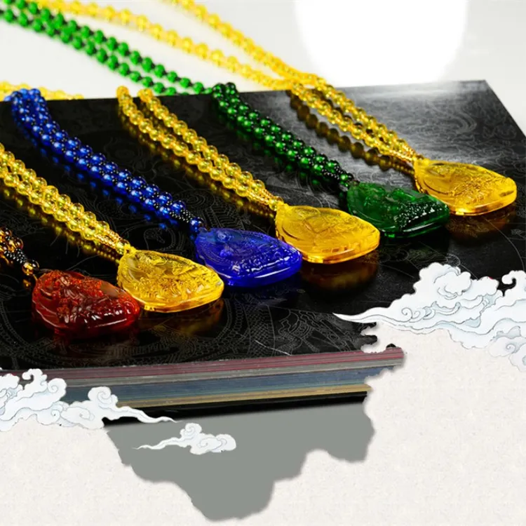 琉璃药师佛佛像吊坠黄财神绿度母文殊菩萨释迦牟尼琉璃佛牌项链