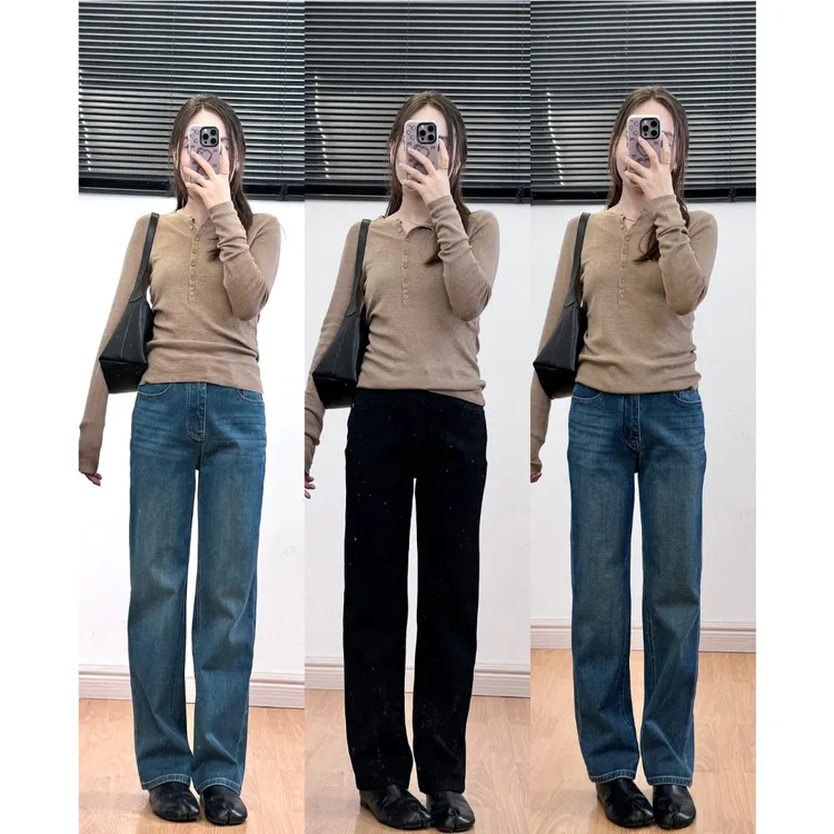 【漫游记】主打一个舒适+时髦秋冬四面弹牛仔裤直筒窄版窄版牛仔裤