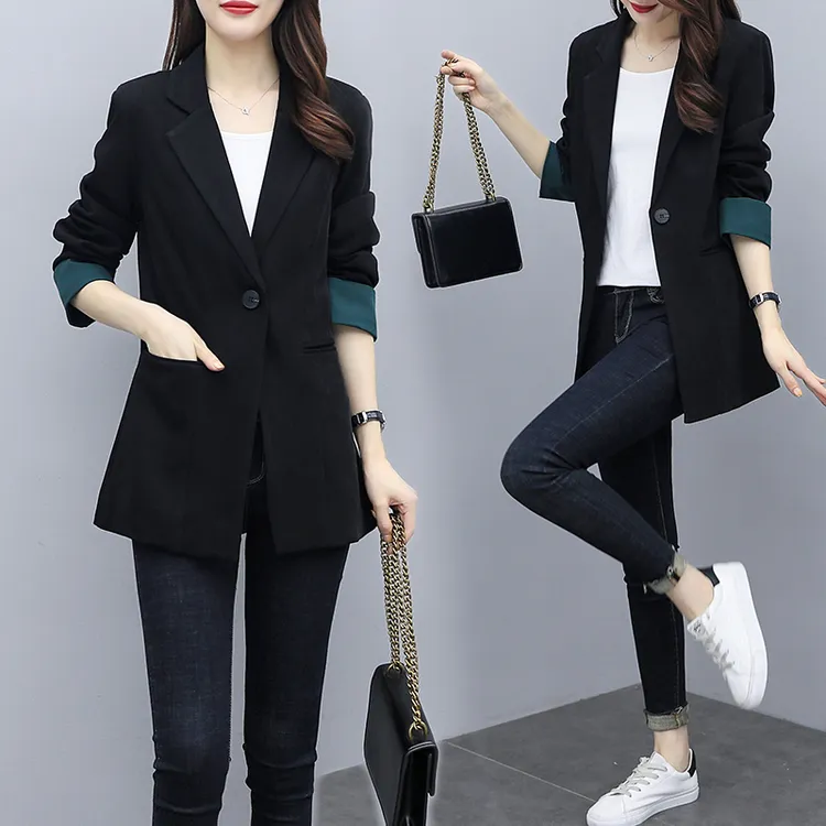 西装外套女2025春季新款胖妹妹简约时尚宽松显瘦大码气质休闲西服