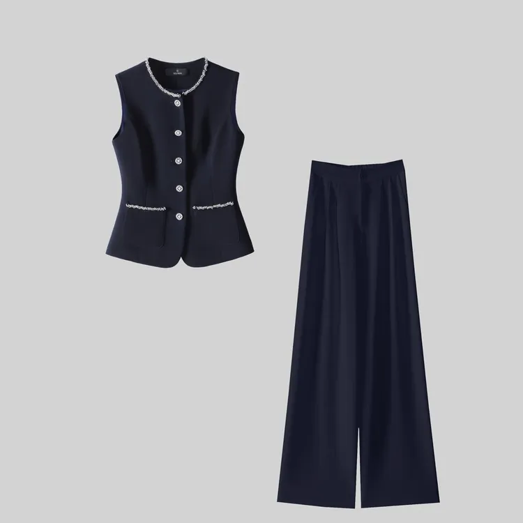 〈纪朵研〉1136时尚新款休闲套装马甲修身马甲夏季通勤休闲风两件套