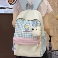 书包初中女生韩版小众格子设计2025新款大容量高颜值小清新双肩包