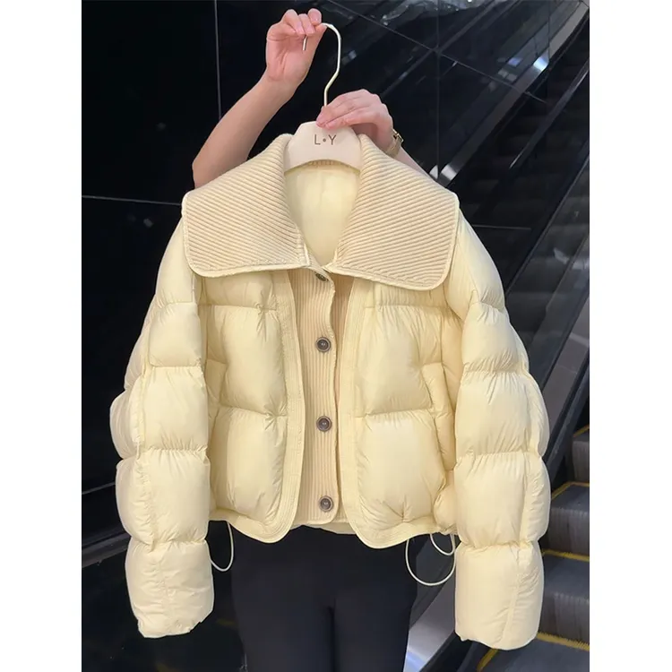 2025秋冬新款奶黄色网红保暖棉衣厚款短款小个子面包服棉服女外套