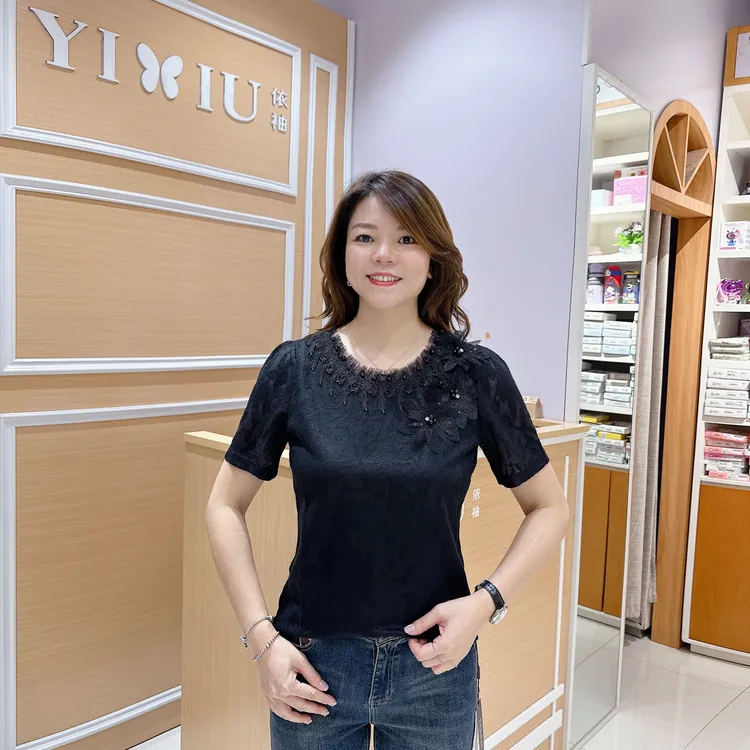 南韩时尚上衣 5-25-2804女夏季修身显瘦洋气气质短袖T恤