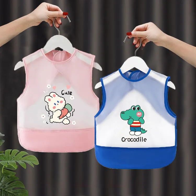 儿童罩衣夏季薄款无袖宝宝吃饭围兜防水免洗饭兜婴幼儿围裙反穿衣