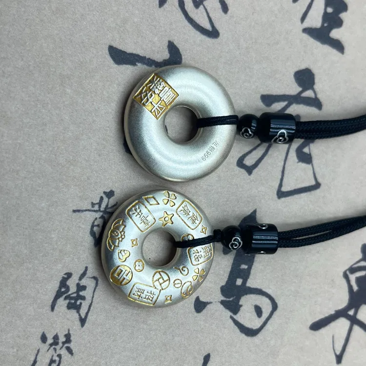 吊坠足银 足银999平安扣吊坠情侣古法手工国风实心