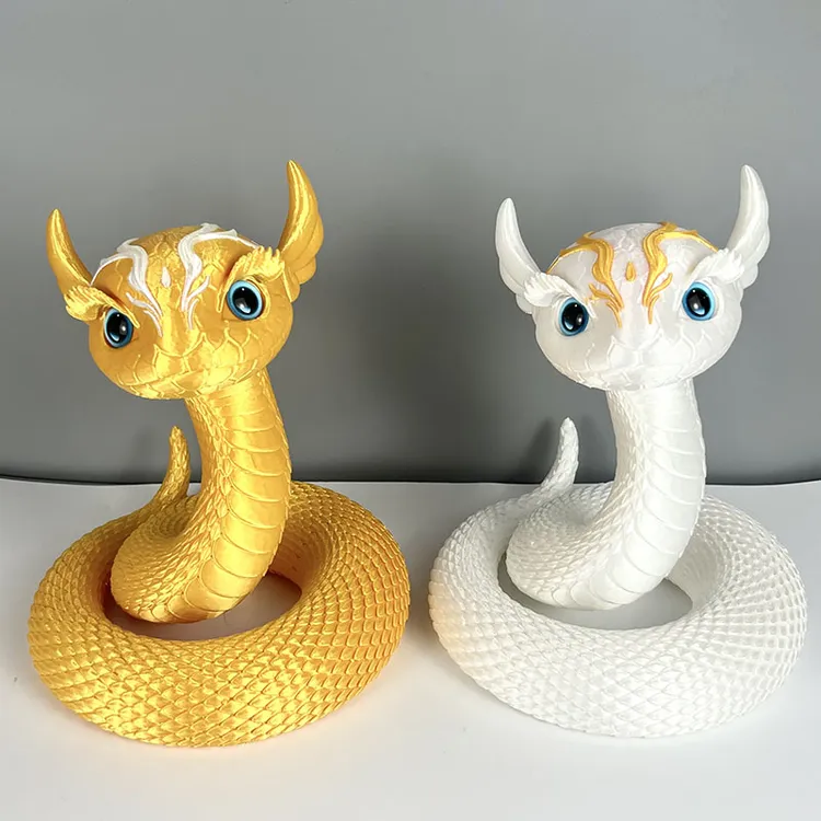3D打印吞天蟒蛇年家用摆件卡通模型仿真动物