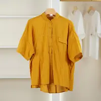 麦迪尚品【unbl】5090552 纯色宽松短袖衬衫夏季女装品牌折扣