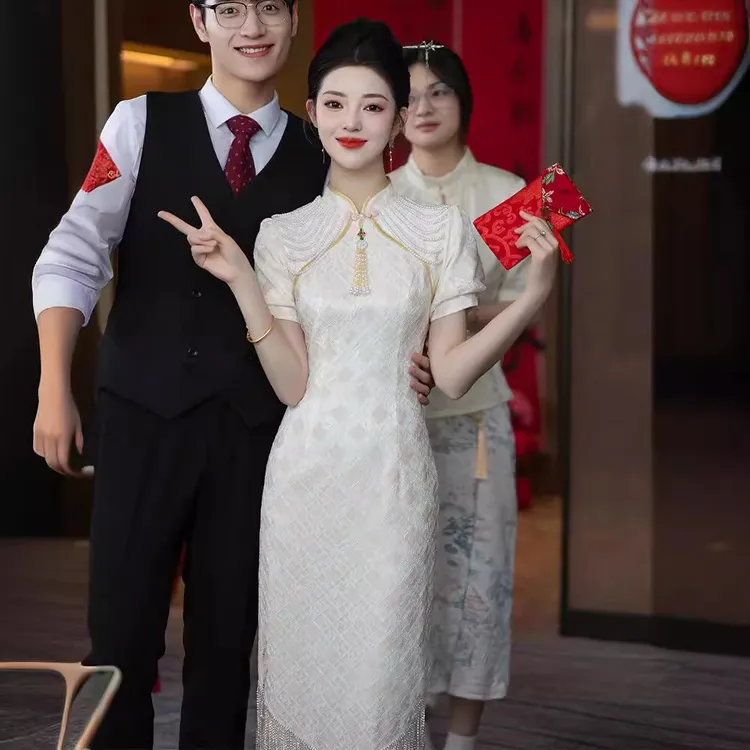 香槟色敬酒服新娘小个子旗袍订婚礼服裙新中式高级感回门平时可穿