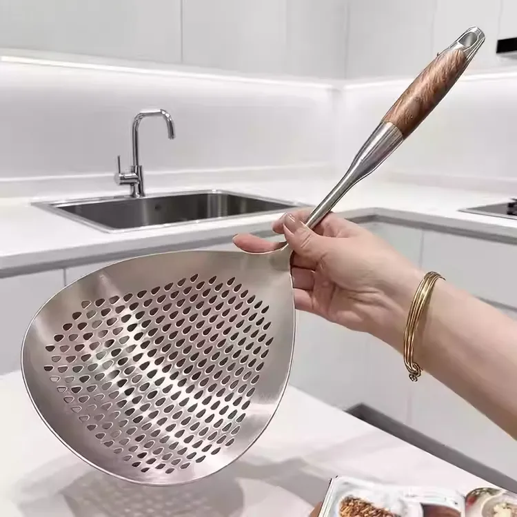 食品级316不锈钢大漏勺厨房家用漏网勺捞面油炸饺子捞勺专用笊篱
