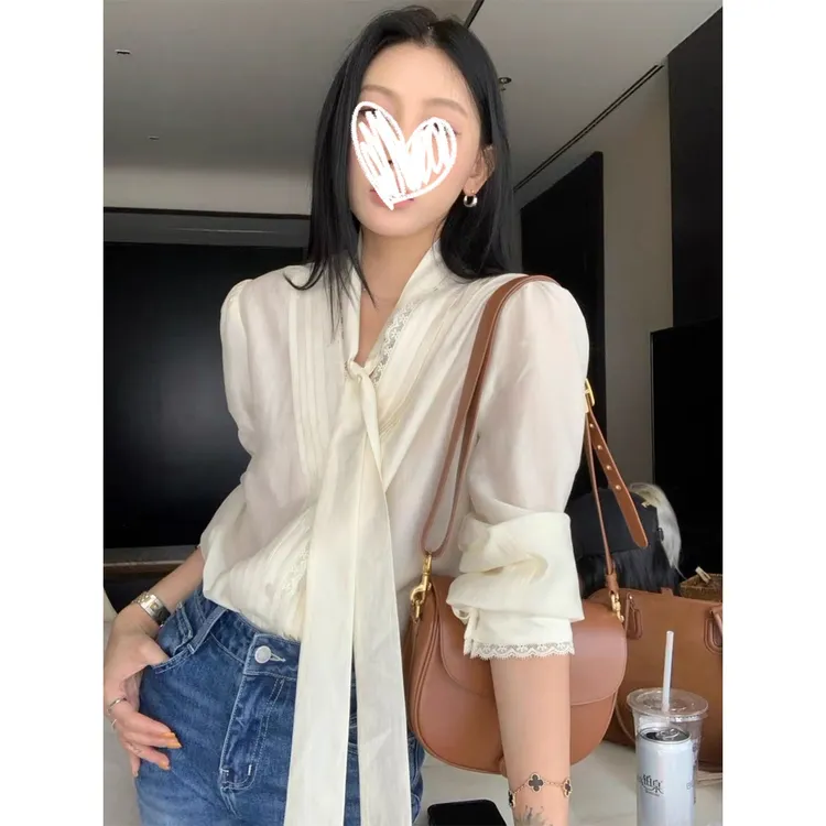 高级感白色长袖衬衫女秋季新款韩系宽松显瘦百搭气质通勤上衣女